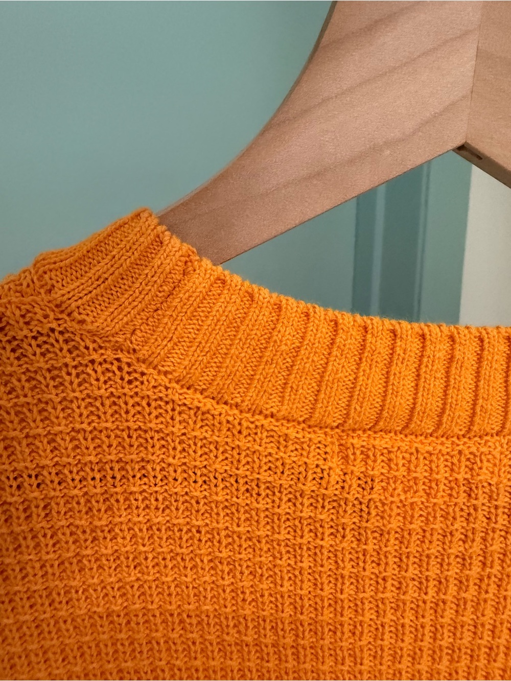 Medium Vibrant Orange Crochet Knit Mini Dress Cotton Mod Summer Beach Festival - Picture 14 of 16